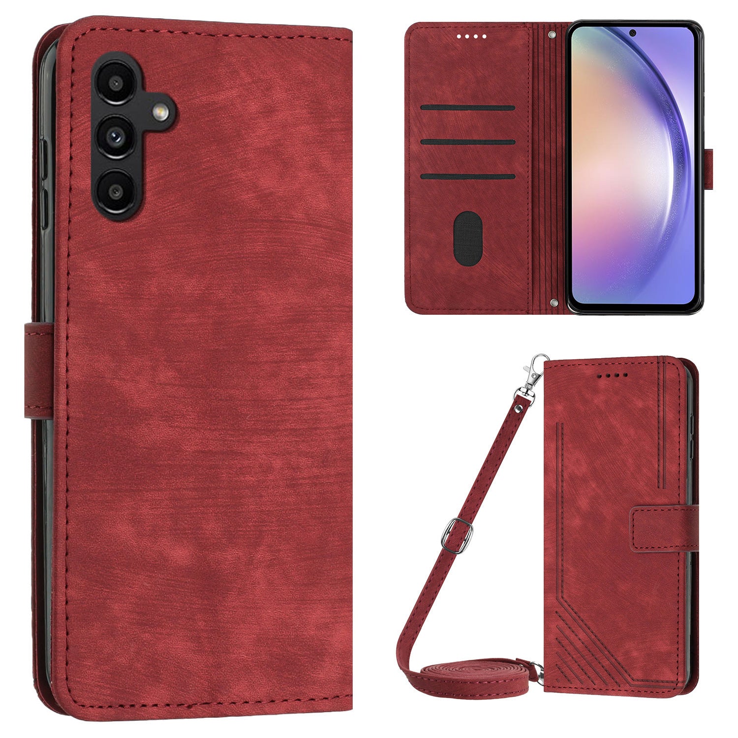 Pouzdro na telefon Lines Imprinted pro Samsung Galaxy A34 5G PU kožený stojánek Flip Wallet Cover Pouzdro na telefon Lines Imprinted pro Samsung Galaxy A34 5G PU kožený stojánek Flip Wallet Cover